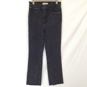 Madewell Cali Demi Boot Jeans Berkeley Black Raw Hem Sz 27